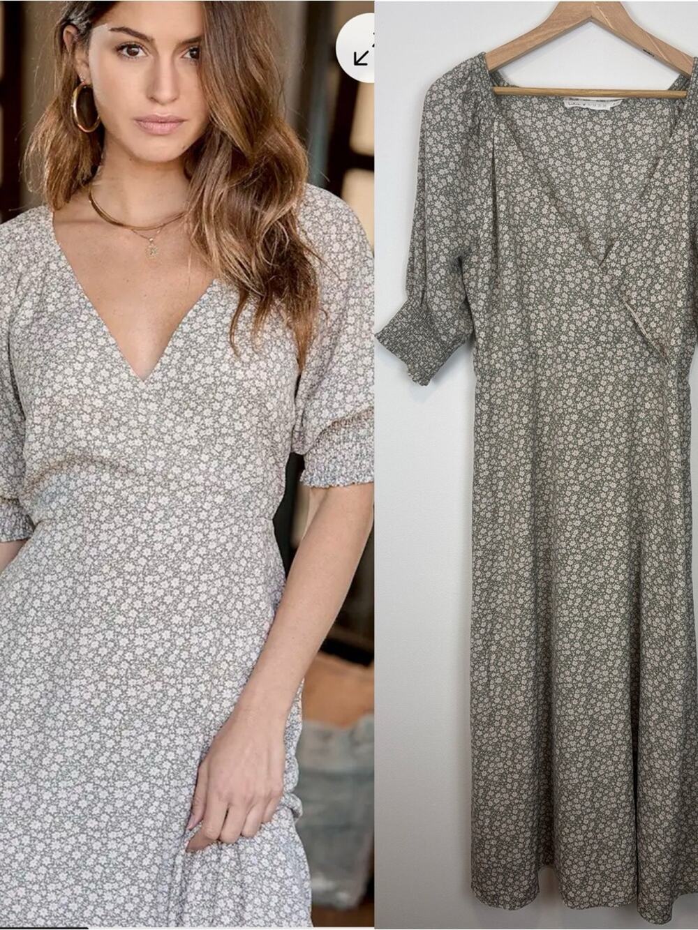 Lulu's Sage Green Floral Wrap Maxi Dress